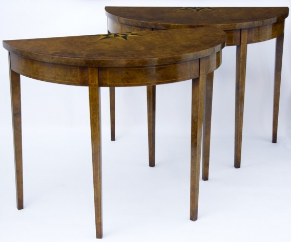 Pair walnut consul tables