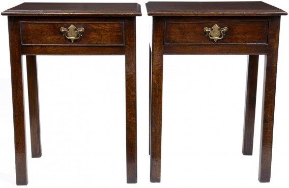 Pair oak side table