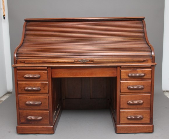 Early 20th Century Walnut Roll Top Desk Martlesham Antiques