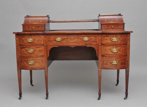 19th Century Inlaid Mahogany Desk Martlesham Antiques